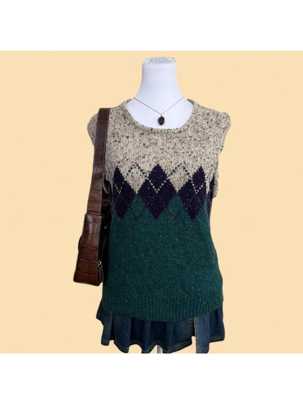 90s argyle quirky geek twee academia wool blend sweater vest
